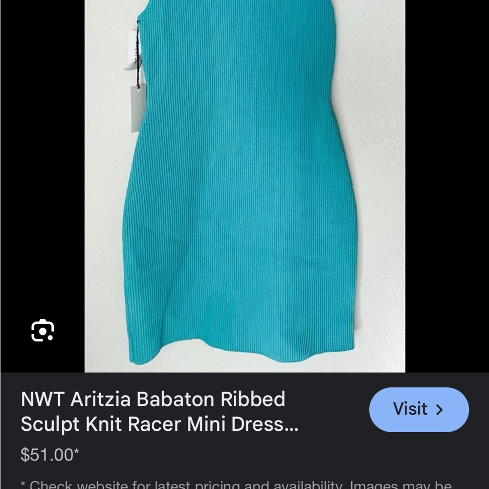 Aritzia Teal Ribbed Mini Dress